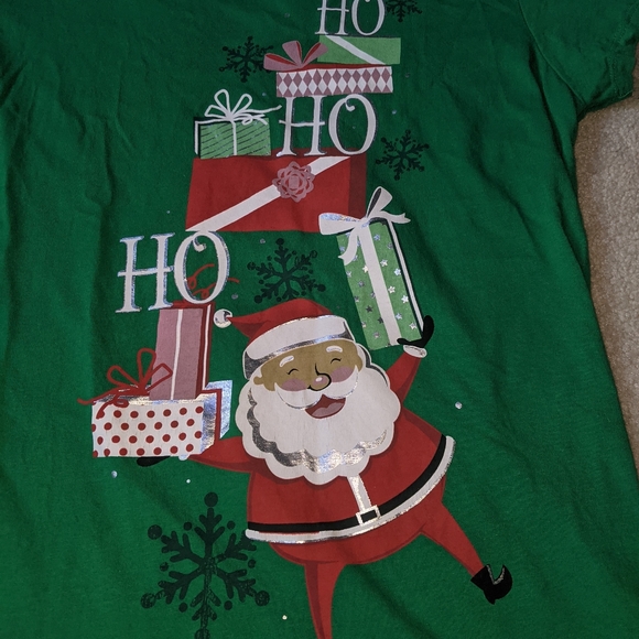 Green Ho Ho Ho Santa Clause Christmas T-shirt - Picture 11 of 11